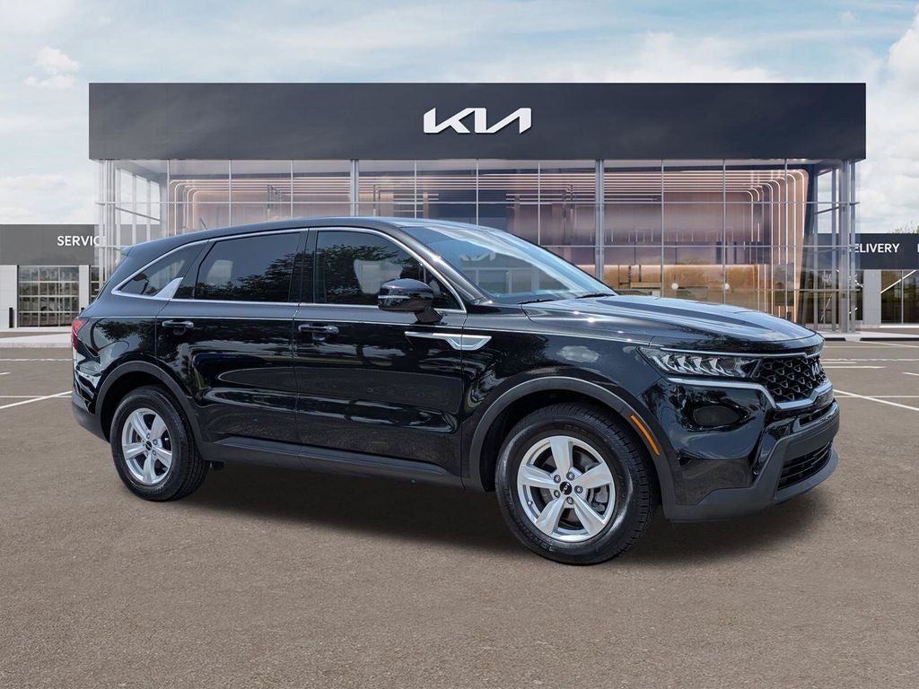 2022 Kia Sorento LX in Ebony Black — front three-quarter view