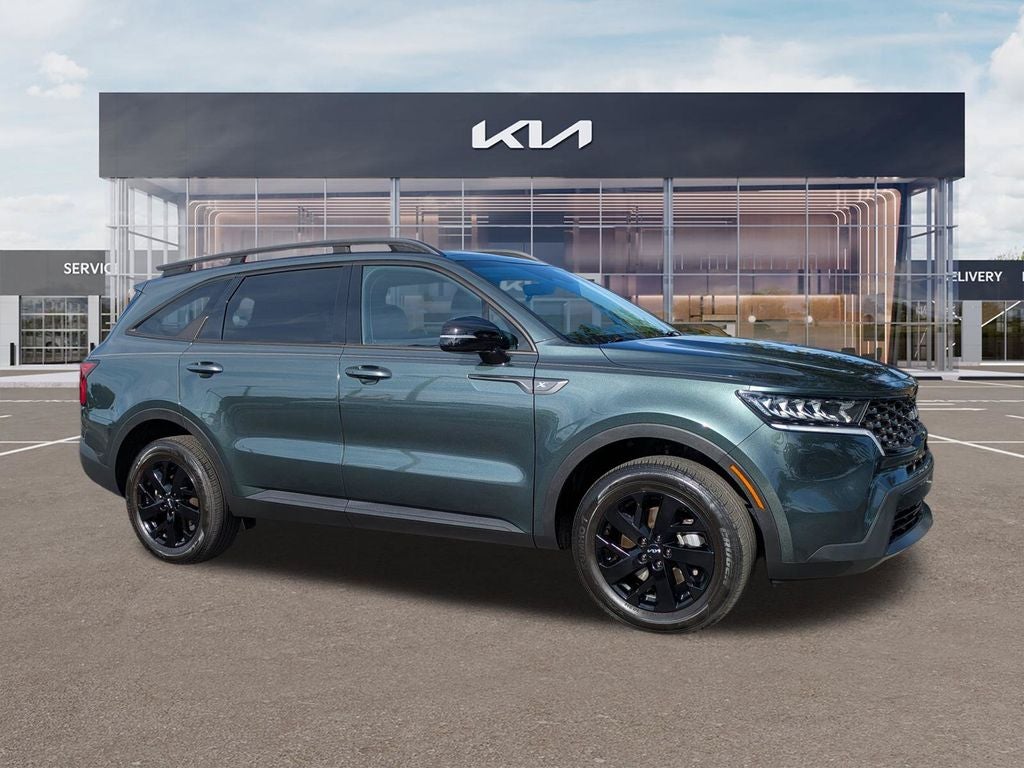2023 Kia Sorento X-Line S in Aruba Green — front three-quarter view