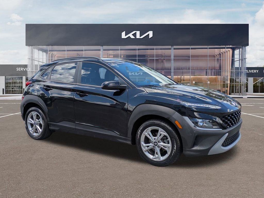 2023 Hyundai Kona SEL in Abyss Black Pearl — front three-quarter view